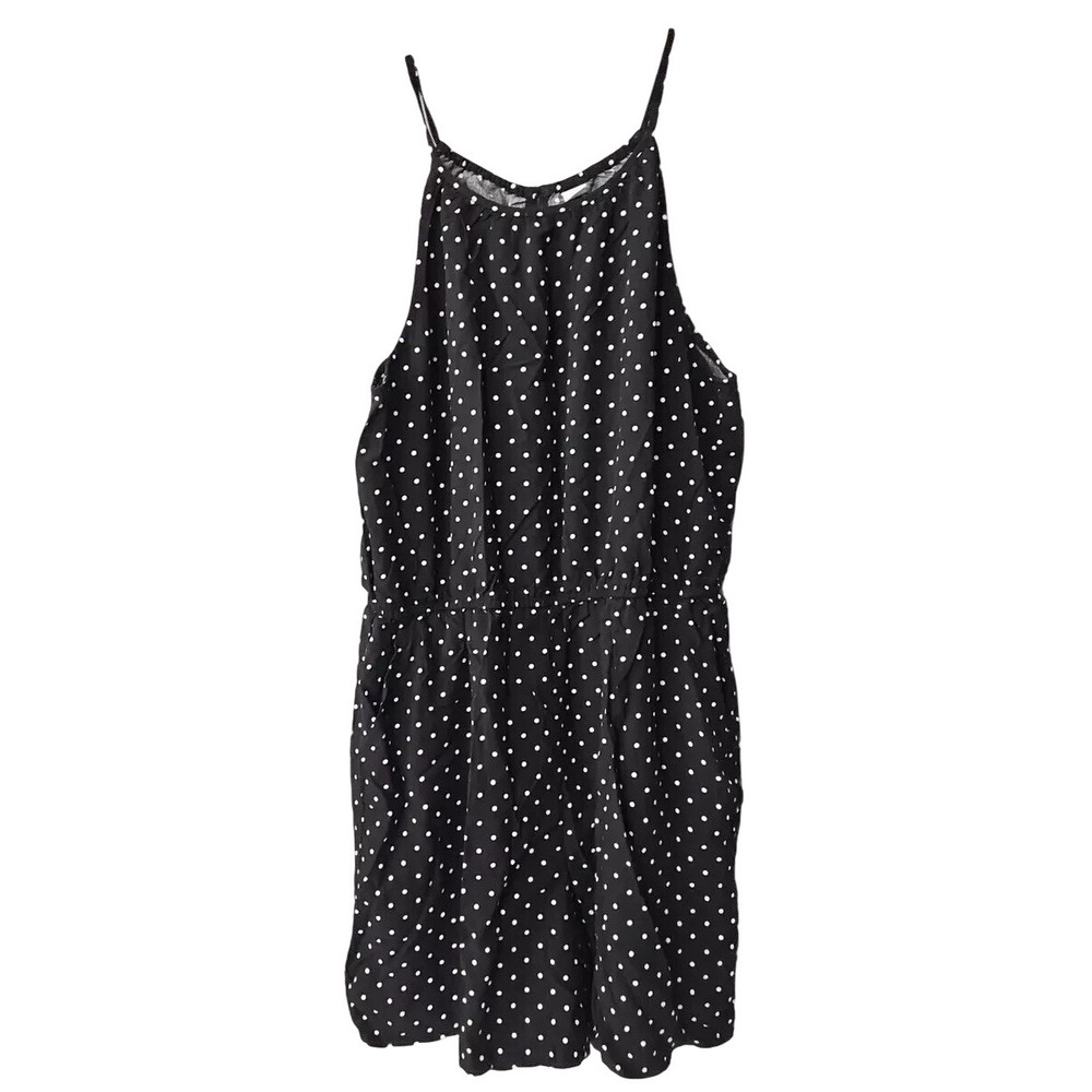 Old Navy Women's Black and White Polka Dot Romper Size L